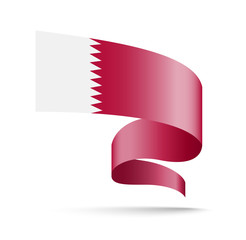 Qatar flag in the form of wave ribbon.