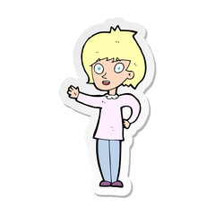 sticker of a cartoon happy woman