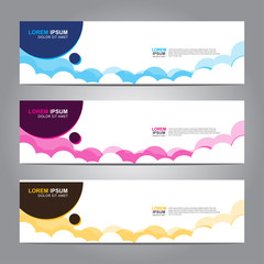 Vector abstract web banner design template. Collection of web banner template. Abstract geometric web design banner template isolated on grey background. 