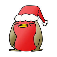 christmas gradient cartoon of a kawaii robin