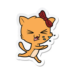 sticker of a cartoon cat