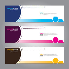 Vector abstract web banner design template. Collection of web banner template. Abstract geometric web design banner template isolated on grey background. 