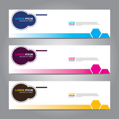 Vector abstract web banner design template. Collection of web banner template. Abstract geometric web design banner template isolated on grey background. 