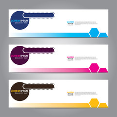 Vector abstract web banner design template. Collection of web banner template. Abstract geometric web design banner template isolated on grey background. 