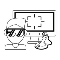 Virtual reality technology in black and white