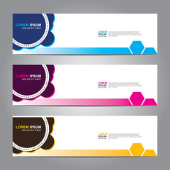 Vector abstract web banner design template. Collection of web banner template. Abstract geometric web design banner template isolated on grey background. 