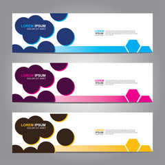 Vector abstract web banner design template. Collection of web banner template. Abstract geometric web design banner template isolated on grey background. 