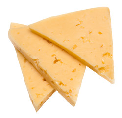 slices of cheese isolated on white background