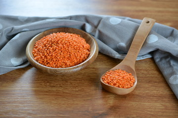 raw red lentils in a bowl