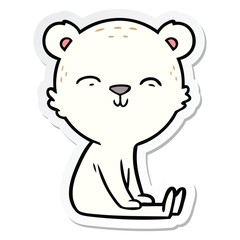 sticker of a happy cartoon polar bear sitting