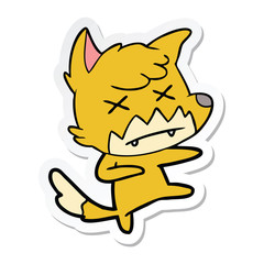 sticker of a cartoon dead fox