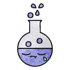 retro grunge texture cartoon test tube