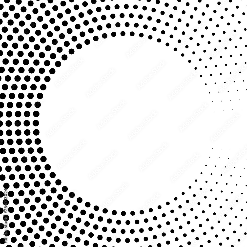 Poster abstract ring of black dots. halftone effect with gradient. modern design vector background