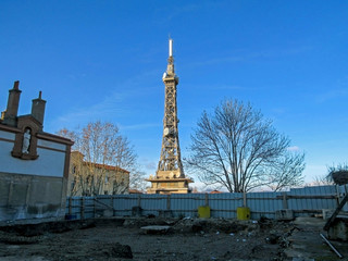 Metallic tower of Fourviere, Tour metallique de Fourviere, steel framework Lyon tower landmark, France