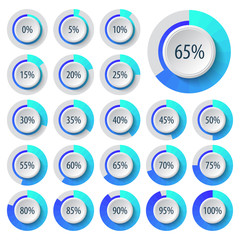 Set of pie charts for business infographics.Progress bar for web design.3d infographic elements.Blue White Style