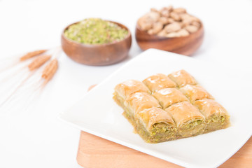 turkish pistachio baklava slice