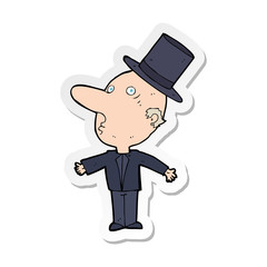 sticker of a cartoon man wearing top hat