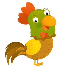 cartoon scene with rooster on white background - illustration for children