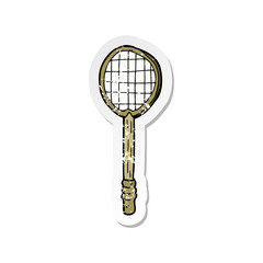 retro distressed sticker of a cartoon old tennis racket