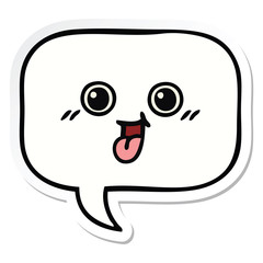 sticker of a cute cartoon speech bubble