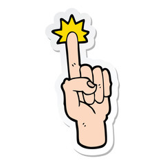 sticker of a cartoon pointing finger
