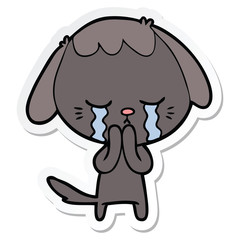 sticker of a cartoon crying dog