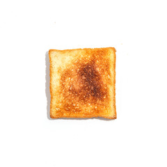 Sliced toast bread isolated on white background. Top view.