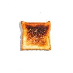 Sliced toast bread isolated on white background. Top view.