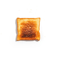 Sliced toast bread isolated on white background. Top view.