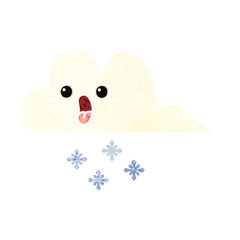 retro illustration style cartoon snow cloud