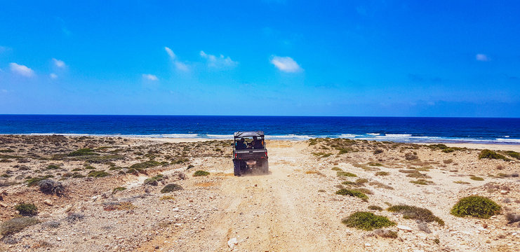 frame cars off-road buggies on sandy roads near the sea