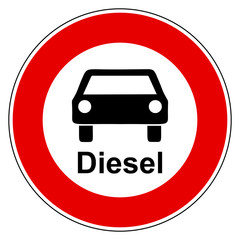Diesel Auto und Verbotsschild