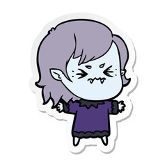 sticker of a annoyed cartoon vampire girl