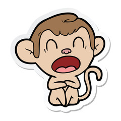 sticker of a yawning cartoon monkey