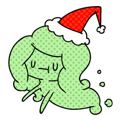 christmas cartoon of kawaii ghost
