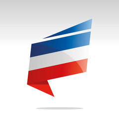 New abstract France flag origami logo icon button label vector