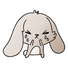 gradient cartoon of cute kawaii sad bunny