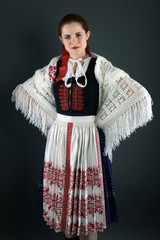 Slovak folklore woman. Folklore dancer.