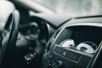 glasses for the driver in the car. Oculist lenses.