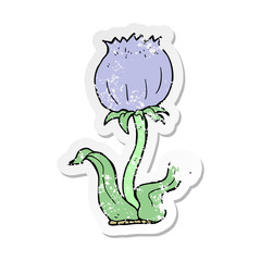 distressed sticker of a cartoon wild flower