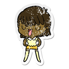 distressed sticker of a cartoon woman
