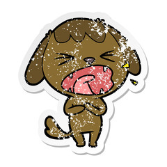 distressed sticker of a cute cartoon dog