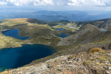 Fototapeta na wymiar Amazing panoramic view of The Seven Rila Lakes, Rila Mountain, Bulgaria
