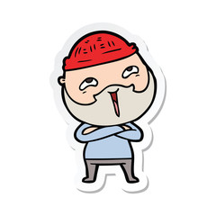 sticker of a cartoon happy bearded man