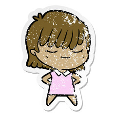 distressed sticker of a cartoon woman