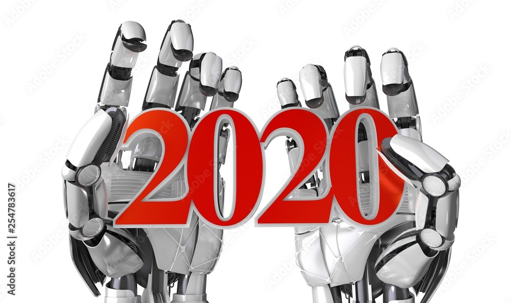 Poster artificial intelligence machine 2020 business internet technology concept .