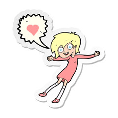sticker of a cartoon woman in love
