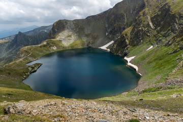 Amazing landscape with The Eye lake at The Seven Rila Lakes, Rila Mountain, Bulgaria