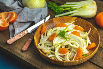 Traditional sicilian italian salad with fennel and tangerine