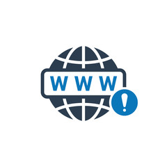 Web icon with exclamation mark. Web icon and alert, error, alarm, danger symbol